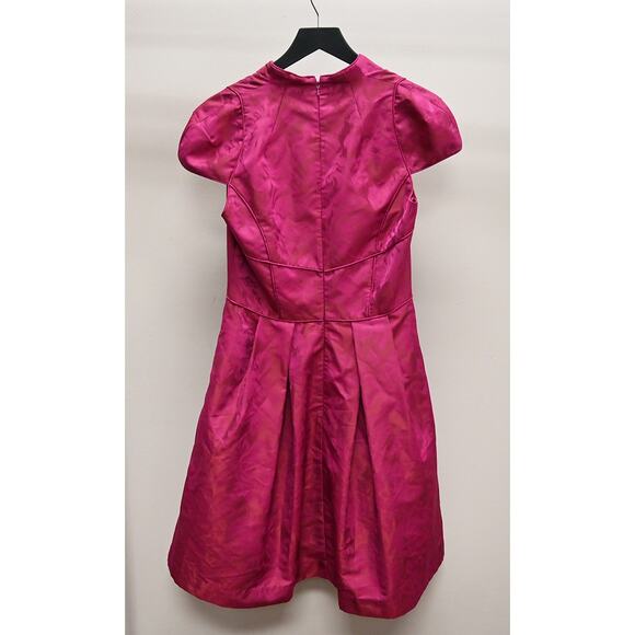 Theia | Magenta Jacquard Cocktail Dress Size: US 10 - Picture 2 of 6